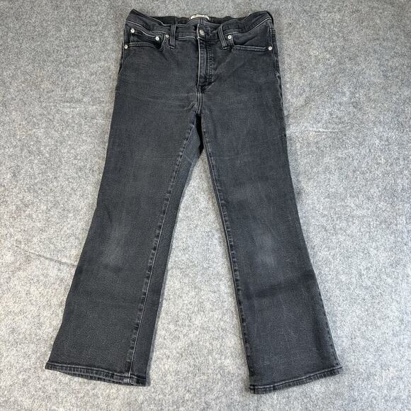 Madewell Jeans Womens 31 Curvy Cali Demi Boot Black Denim Pants Bootcut Stretch - Picture 1 of 11